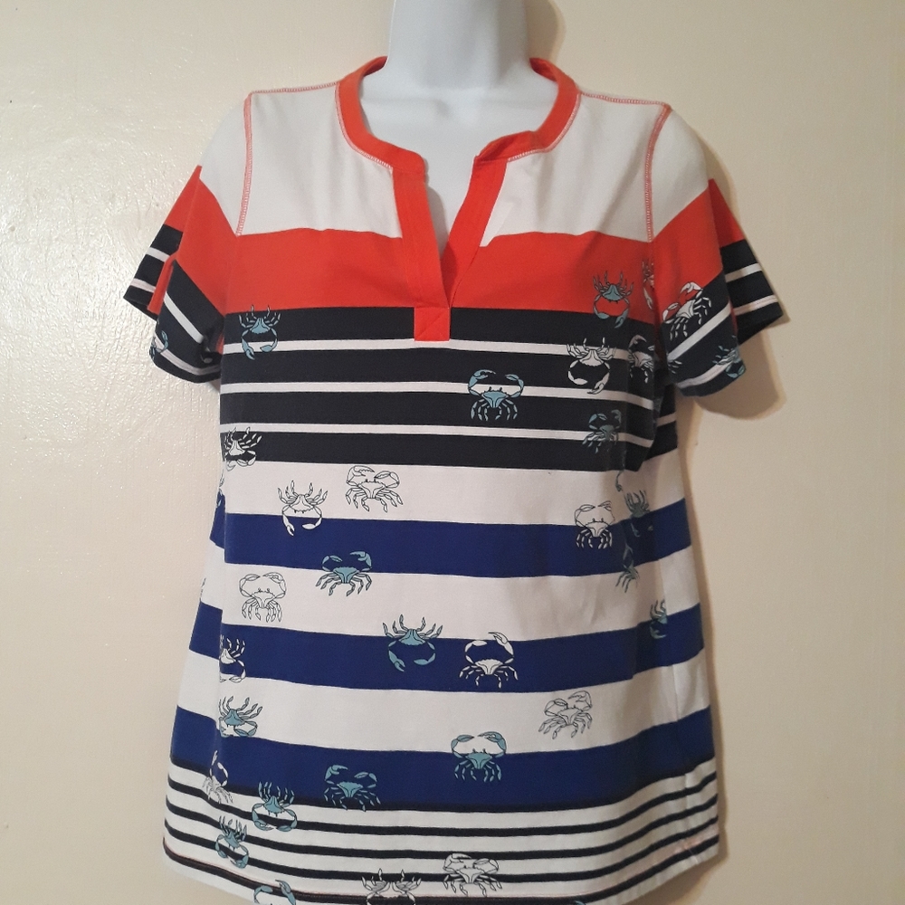 Coral bay crab  graphic blouse top